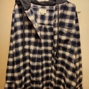 Hooded plaid shirt/jacket/Shacket